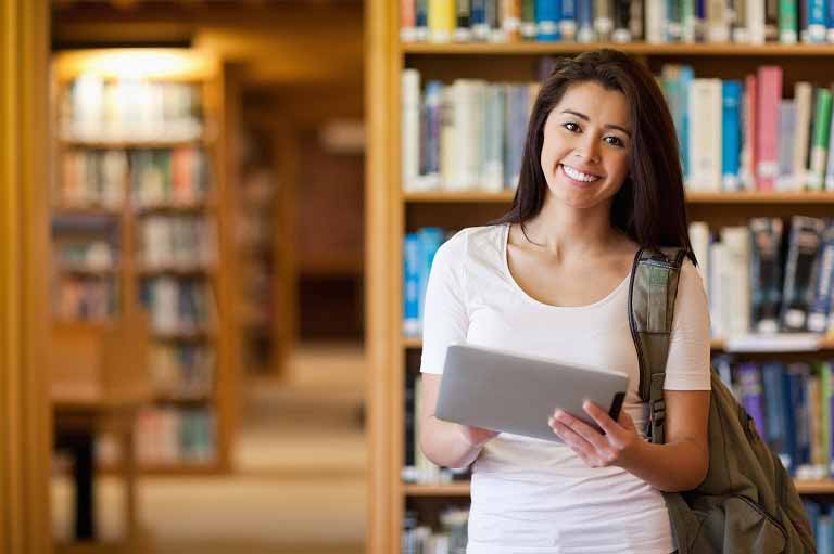 girl in library